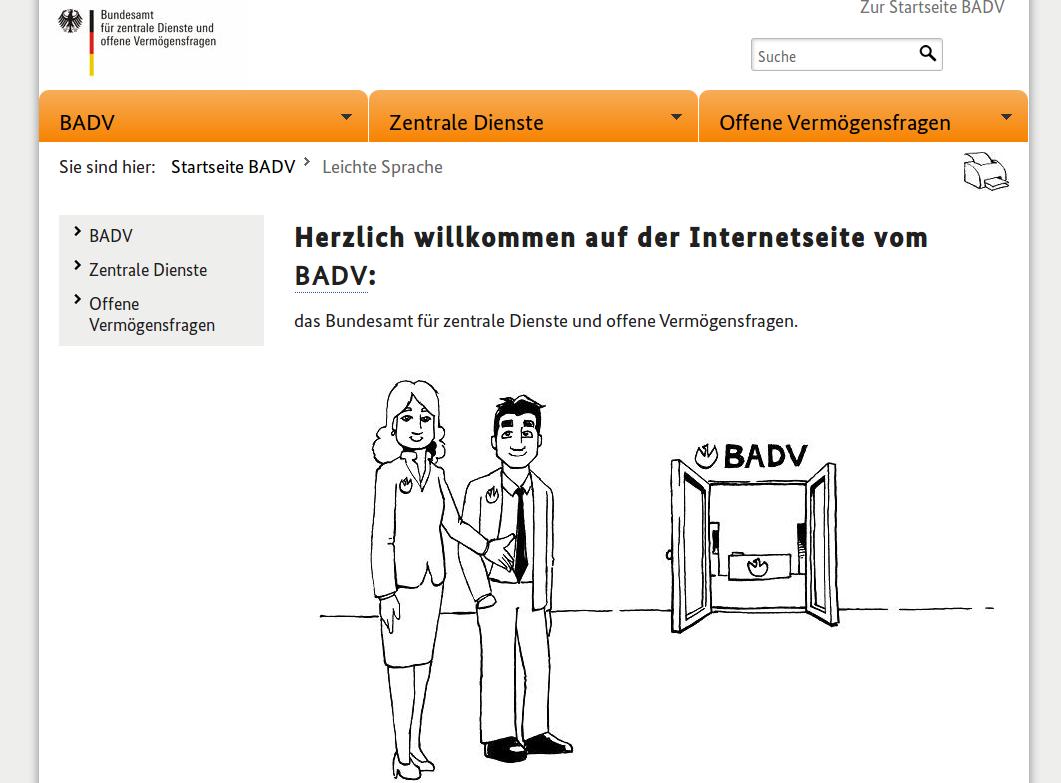 Bildschirmfoto von www.badv.bund.de