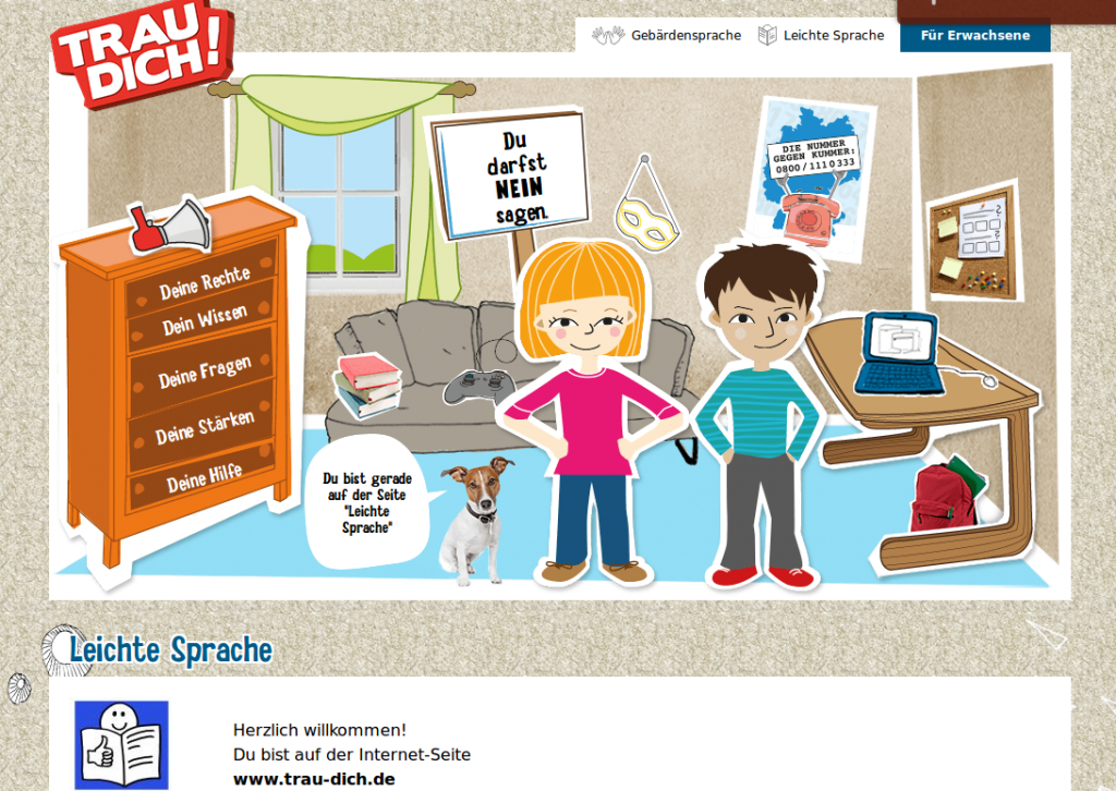 Bildschirmfoto von www.trau-dich.de