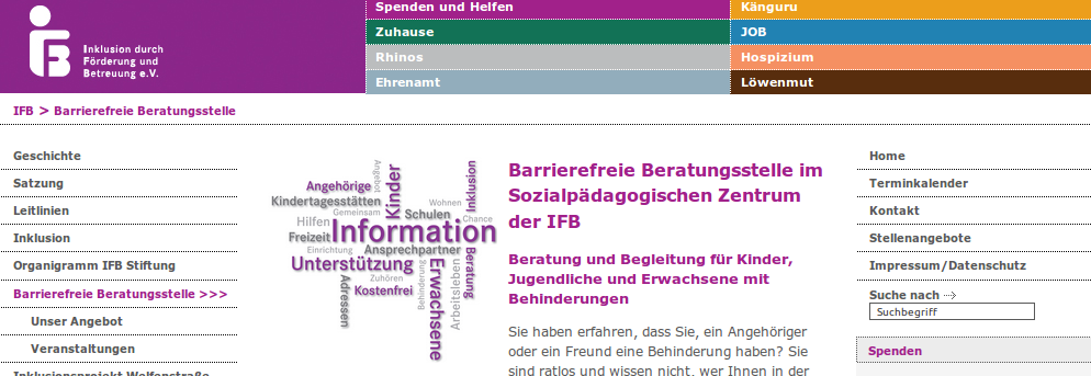 Bildschirmfoto von www.ifb-stiftung.de