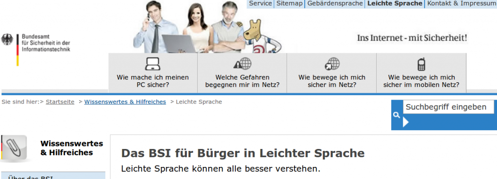 Bildschirmfoto von bsi-fuer-buerger.de