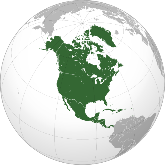 Auf dem Bild sieht man die Erde. Die grüne Fläche ist Nordamerika.