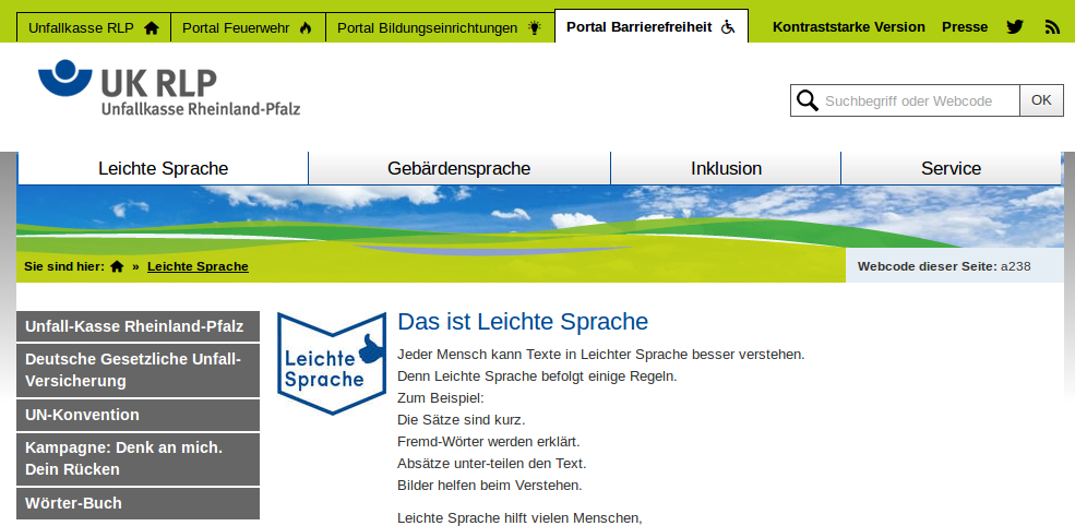 Bildschirmfoto von barrierefreiheit.ukrlp.de