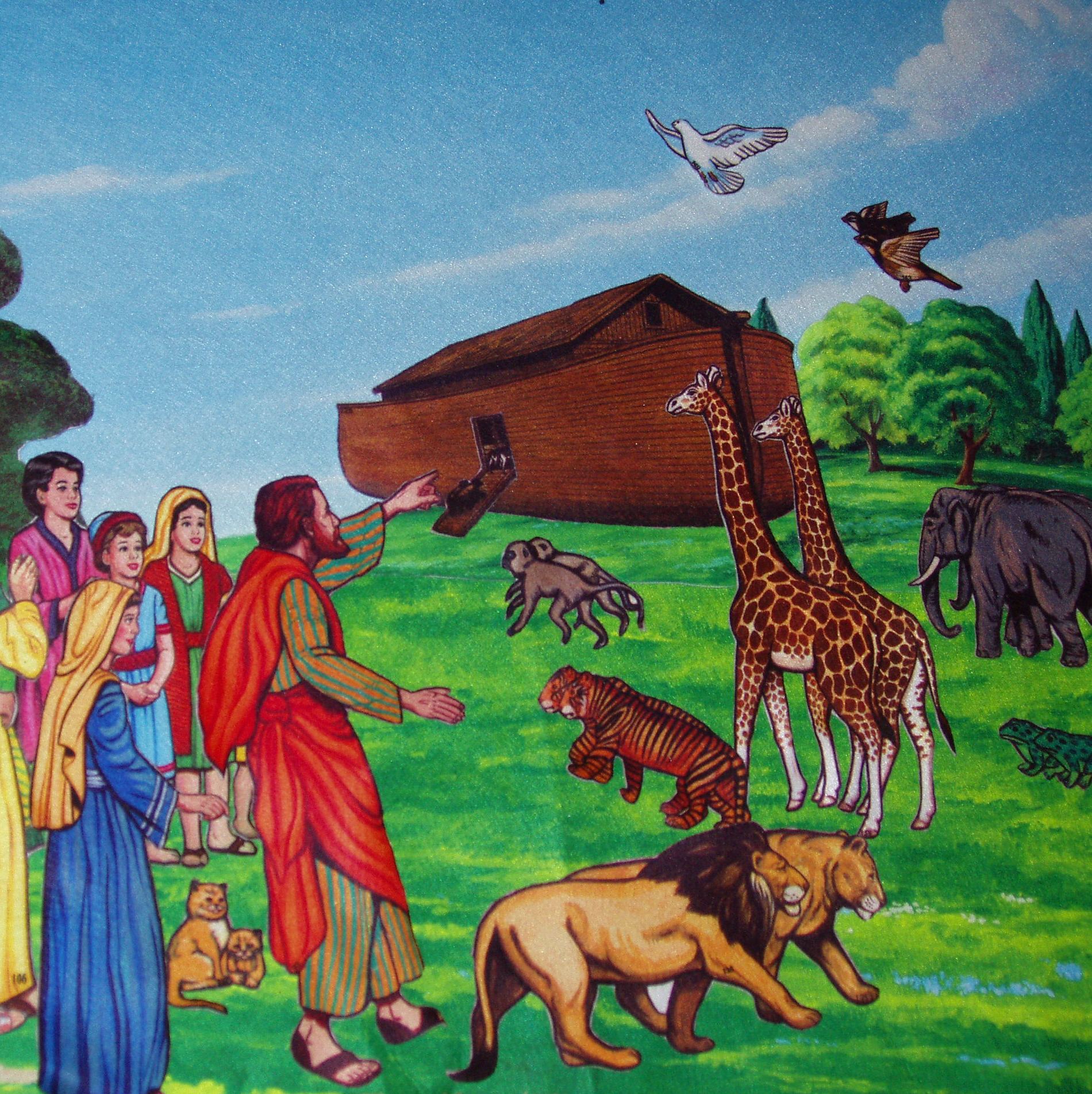 Auf dem Bild ist ein Teil der Geschichte von Arche Noah zu sehen