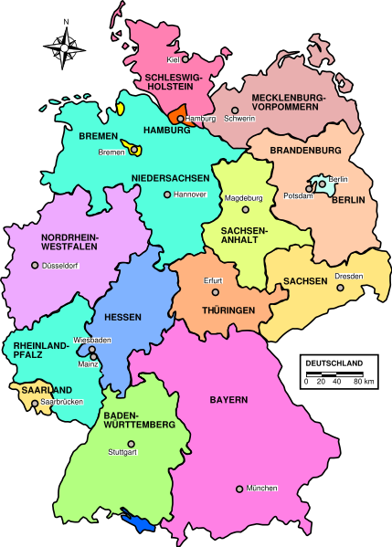 Auf dem Bild sind die Bundesländer von Deutschland zu sehen